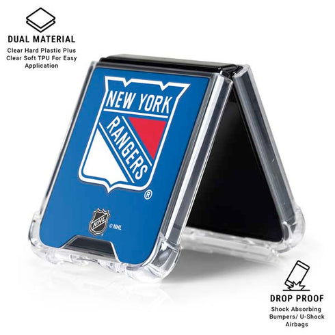 NHL New York Rangers Solid Background Galaxy Z Flip6 Clear Case